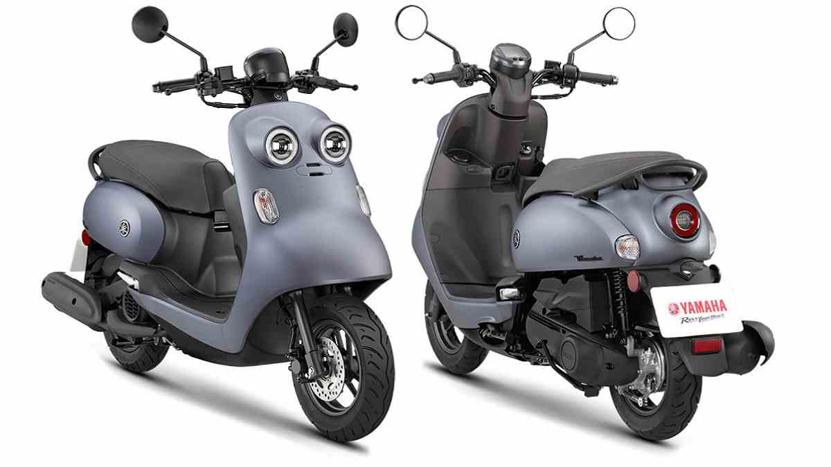 Yamaha Vinoora 125 2025 skuter matic dengan desain imut dan unik, hadir dengan lampu depan bulat ganda dan body retro modern.